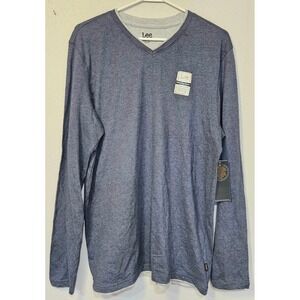 Lee Gentle Soft Finish Navy Long Sleeve Tshirt Size Large